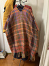 Lee dprre針織民族風(fēng)條紋披肩外搭女圍巾斗篷春秋空調披風(fēng)毛毯新疆沙漠旅游 桔紅波浪紋披肩 曬單實(shí)拍圖