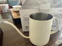 京東京造手沖咖啡壺 家用掛耳咖啡壺 304不銹鋼長(cháng)嘴壺細口壺 350ml米白 曬單實(shí)拍圖