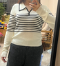 初申針織衫女設計感V領(lǐng)百搭打底衫法式條紋氣質(zhì)毛衣上衣S143Z3001 曬單實(shí)拍圖