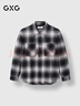 GXG男裝 黑白格簡(jiǎn)約休閑時(shí)尚翻領(lǐng)長(cháng)袖襯衫外套 冬季新品 黑白格 XL 曬單實(shí)拍圖