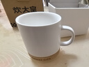 炊大皇馬克杯 木底陶瓷杯高顏值辦公防滑咖啡杯牛奶杯水杯 白色350ml 曬單實(shí)拍圖