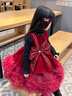 G.duck女童公主裙冬裝2025新款兒童網(wǎng)紗背心連衣裙小女孩絲絨禮服圣誕裙 酒紅色 140 適高130-140cm年齡9-10歲 曬單實(shí)拍圖