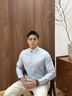 金利來(lái)【桑蠶絲】2026春夏新款長(cháng)袖襯衫男時(shí)尚格紋云感彈力商務(wù)正裝襯衣 灰藍-65 XL 180/96A 推薦150-165斤 曬單實(shí)拍圖