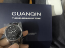 冠琴（GUANQIN）瑞士認證手表男士全自動(dòng)機械表防水夜光雙日歷國表商務(wù)百搭男表 條釘刻度黑皮本黑 曬單實(shí)拍圖