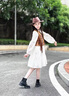 G.duck小黃鴨童裝女童連衣裙套裝春秋款波西米亞風(fēng)裙子兒童春裝兩件套女 白色裙子+馬甲 120 曬單實(shí)拍圖