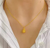 中國黃金（CHINA GOLD）福字葫蘆黃金吊墜女足金招財福祿項鏈項鏈情人節禮物送女朋友老婆 足金福祿葫蘆吊墜（金重約0.3g）贈銀925鏈 曬單實(shí)拍圖