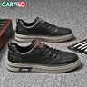 卡帝樂(lè )鱷魚(yú)（CARTELO）鞋子男鞋春季2026板鞋時(shí)尚英倫風(fēng)休閑皮鞋男士軟底鞋子 黑色 42 曬單實(shí)拍圖