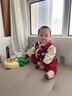G.duck小黃鴨周歲禮服男寶寶抓周唐裝嬰兒連體衣服春秋國風(fēng)紅色百天哈衣 紅色 66cm 曬單實(shí)拍圖