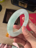 老坑正品翡翠手鐲緬甸玉手鐲女款平安鐲冰種淺綠油青飄花玉鐲子 圈口59-60mm 曬單實(shí)拍圖