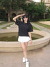 班尼路（Baleno）純棉t恤女夏季寬松大碼2026新款顯瘦短袖女小眾設計感圓領(lǐng)上衣服 曬單實(shí)拍圖