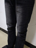 Homlean高街微喇牛仔褲男秋季美式vibe修身直筒長(cháng)褲子YX03黑色XL 曬單實(shí)拍圖