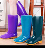 鳴固 雨鞋女款 中筒牛筋防水防滑耐酸堿農場(chǎng)勞保雨靴  天藍色【中筒】 39碼 曬單實(shí)拍圖