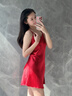 奢曼琳睡衣女夏天冰絲吊帶裙性感睡裙高級感美背肩帶大碼寬松短裙家居服 001-酒紅色 XL 【適合105-115斤】 曬單實(shí)拍圖
