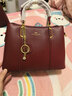 袋鼠真軟皮女士手提包大容量單肩包媽媽包婆婆包新娘婚包實(shí)用母親禮物 酒紅色 曬單實(shí)拍圖