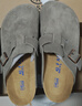 AU&MU春夏季牛皮勃肯鞋半拖厚底包頭拖鞋外穿男女情侶懶人一腳蹬涼拖 灰色【軟木底升級】【牛皮】 2050 41 曬單實(shí)拍圖