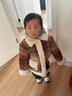 迪士尼兒童拜年服撞色格紋仿羊羔毛拼接棉服2026新款女童夾棉過(guò)年服外套 曬單實(shí)拍圖
