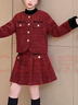 紅色裙子女童春秋款2025新款兒童jk短裙女孩小香風(fēng)連衣裙公主套裝 550-24-108【紅色套裝】 140 曬單實(shí)拍圖