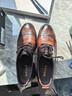 百麗通勤商務(wù)皮鞋男鞋春夏牛皮真皮婚鞋職場(chǎng)正裝鞋 棕色-內增高6cm 44 曬單實(shí)拍圖