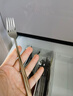 GEEGO304不銹鋼叉子餐叉西餐叉家用主餐叉牛排刀叉勺三件套長(cháng)柄沙拉叉 西餐叉:四色裝(304) 曬單實(shí)拍圖