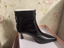 卓詩(shī)尼高跟短靴女2025秋冬季新款法式氣質(zhì)尖頭細跟單靴皮靴加絨瘦瘦靴子 黑色-絨里 38 曬單實(shí)拍圖