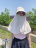 唐獅（TonLion）防曬帽子面罩護頸一體2026新款冰絲太陽(yáng)帽大帽檐戶(hù)外披肩遮陽(yáng)帽女 米色 曬單實(shí)拍圖