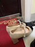 百麗小香風(fēng)瑪麗珍女春季真皮粗高跟單鞋B2607AQ5 杏色 37 曬單實(shí)拍圖