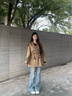 周淼ZHOUMIAO 【巴黎舊夢(mèng)2.0】經(jīng)典廓形翻領(lǐng)收腰短款風(fēng)衣外套女 經(jīng)典卡其 S 衣長(cháng)76 曬單實(shí)拍圖