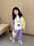 兒童裝女童套裝2026春秋季新款洋氣女寶寶卡通拼色春裝衛衣兩件套 粉色 100 曬單實(shí)拍圖