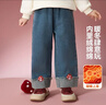 ASK JUNIOR兒童褲子25冬季小童加絨保暖腳口毛邊翻邊牛仔褲女童直筒褲長(cháng)褲 曬單實(shí)拍圖
