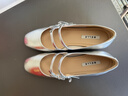 百麗（Belle）珍妮女孩雙條帶瑪麗珍鞋女2026春新商場(chǎng)真皮淺口單鞋BR4F3AQ6預售 銀色 38 (240mm) 曬單實(shí)拍圖