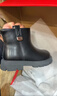 紅蜻蜓童鞋秋冬季女童軟底兒童棉鞋皮靴子二棉保暖短靴Q54BM067黑色36 曬單實(shí)拍圖