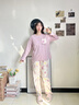 媞妮歐（DINIO）2026新款純棉帶胸墊睡衣女款春秋季長(cháng)袖圓領(lǐng)家居服套裝甜美休閑 曬單實(shí)拍圖