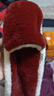 目丸新年禮物送女生紅色毛絨帽子圍巾一體女冬季加厚保暖騎行護耳圍脖 2#炸毛狐耳三件套 曬單實(shí)拍圖