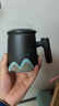 千里江山辦公杯水杯高檔陶瓷茶水分離杯馬克杯帶蓋泡茶杯 黑色 450ml 曬單實(shí)拍圖