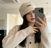 俞兆林帽子女四季可戴防風(fēng)保暖鴨舌包頭帽防寒包頭帽堆堆帽 米色 曬單實(shí)拍圖
