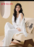 古今（GUJIN）軟綿三件套半邊絨秋季上新長(cháng)袖睡衣女家居服睡褲背心毛衣套裝 L 曬單實(shí)拍圖