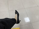 百麗（Belle）氣質(zhì)高跟單鞋女商場(chǎng)同款羊皮尖頭通勤單鞋D3N1DCQ5 黑色-寬版 38 (240mm) 曬單實(shí)拍圖