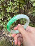 冰糯種陽(yáng)綠正品翡翠手鐲子老坑飄綠正圈冰種果綠禮品女款玉手鐲子 56號 曬單實(shí)拍圖