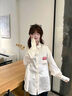BJHG不計后果休閑襯衫女春季新款潮牌光澤感高光襯衣寬松收腰長(cháng)袖上衣 奶昔白 L 曬單實(shí)拍圖
