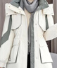 皮爾卡丹（pierre cardin）派克棉服外套中長(cháng)款氣質(zhì)女冬季沖鋒棉衣撞色時(shí)尚寬松羽絨棉襖 米白色 S 80-100斤 曬單實(shí)拍圖