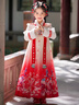妮莎倍兒漢服女童秋冬款兒童古裝拜年服冬季國風(fēng)唐裝2025新款 紅色 120 曬單實(shí)拍圖