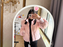 艾萊依甜美羽絨服女短款可脫卸狐貍毛領(lǐng)連帽保暖冬外套 初桃粉 M 曬單實(shí)拍圖