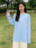 都市麗人淺藍色長(cháng)袖t恤女2026新款春季大碼女裝簡(jiǎn)約內搭可外穿洋氣打底衫 曬單實(shí)拍圖