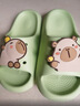 土豆屋兒童拖鞋中大童小孩室內外防滑軟底親子卡皮巴拉涼拖鞋 綠色38碼 曬單實(shí)拍圖