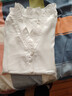 【爆款輕奢】法式花邊領(lǐng)V領(lǐng)無(wú)袖背心木耳邊無(wú)袖襯衫女氣質(zhì)上衣 白色 XL （建議120-135斤） 曬單實(shí)拍圖