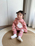 幼歌（YOUGE）嬰幼兒寬松小兔印花連帽兔耳朵加絨衛衣綿軟舒適打底褲 桃粉色上衣 80 cm 曬單實(shí)拍圖