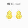 潮宏基 高光金黃金耳釘女足金耳飾鏡面金葫蘆龍鱗送女友生日禮物 計價(jià) 0.95g 一對款 含硅膠耳堵 曬單實(shí)拍圖