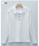 谷卓詩(shī)翻領(lǐng)紐扣長(cháng)袖T恤女Polo衫2026秋季新款正肩修身顯瘦帶有領(lǐng)打底衫 白色 L 95-105斤 曬單實(shí)拍圖