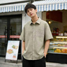 名創(chuàng  )優(yōu)品（MINISO）襯衫男短袖夏季新款冰絲防曬上衣服青少年垂感百搭設計感紐扣襯衣 【三防肌理感】艾草綠 滌綸100% L /175(體重120-140斤) 曬單實(shí)拍圖