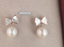 京潤珍珠耳釘女925銀露安淡水珍珠耳飾蝴蝶結甜美母親節禮物送愛(ài)人 曬單實(shí)拍圖